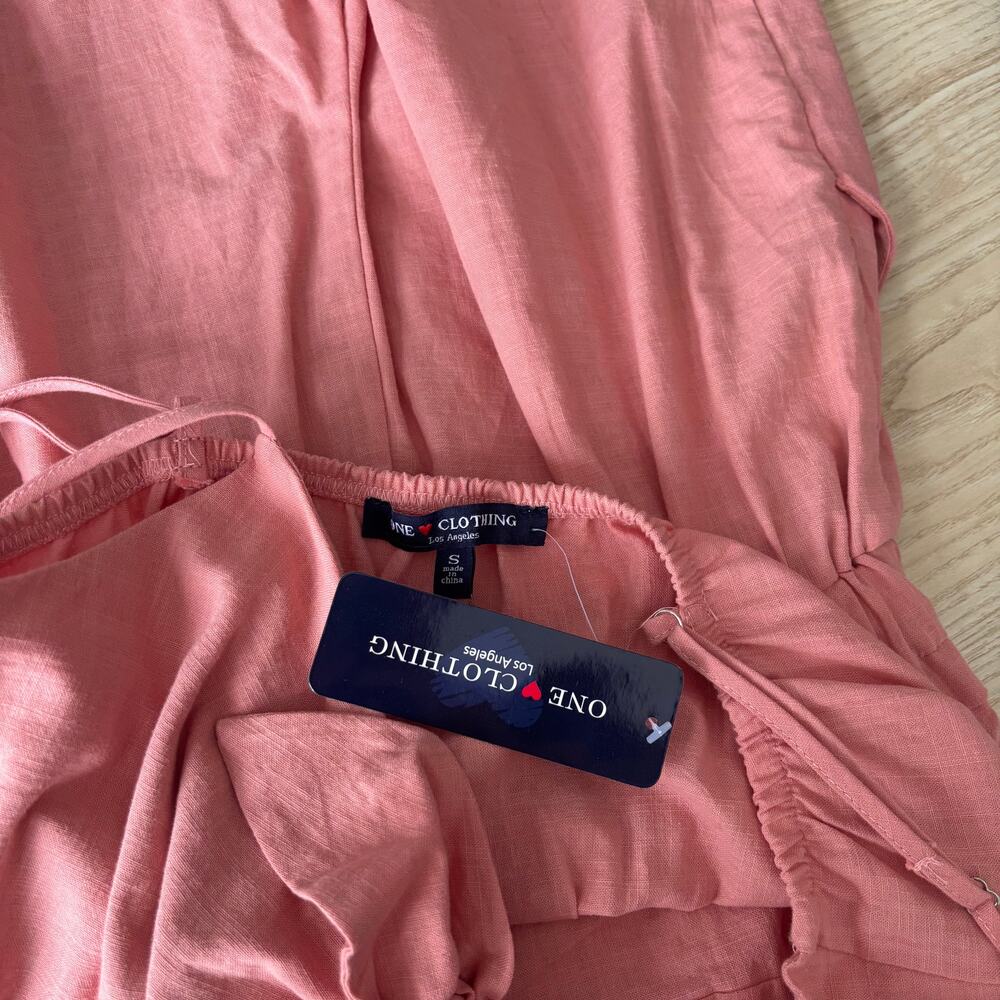 One Clothing Romper Small Coral Bow Tie Pockets Spaghetti Straps Resort Cruise - Picture 7 of 8